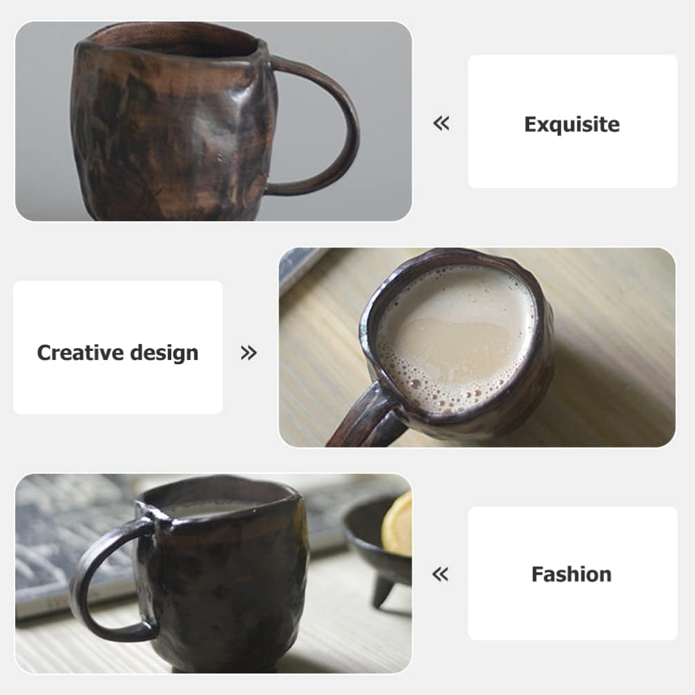 BESTonZON Rustic Ceramic Coffee Mug Handcrafted Japanese Style Pottery Cup for Milk Tea Water 3.3 Inch Tall 2.8 Inch Diameter - Image 4