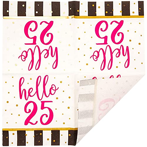 Hello 25 Party Paper Napkins (5 X 5 In, 50 Pack) #TOP3