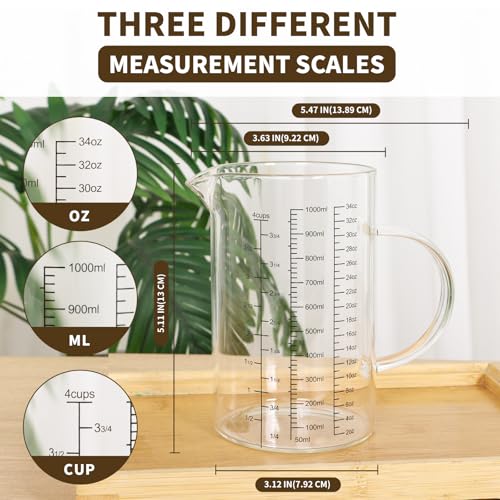 Set de vasos medidores de vidrio 1000 ml y 350 ml miniatura 4