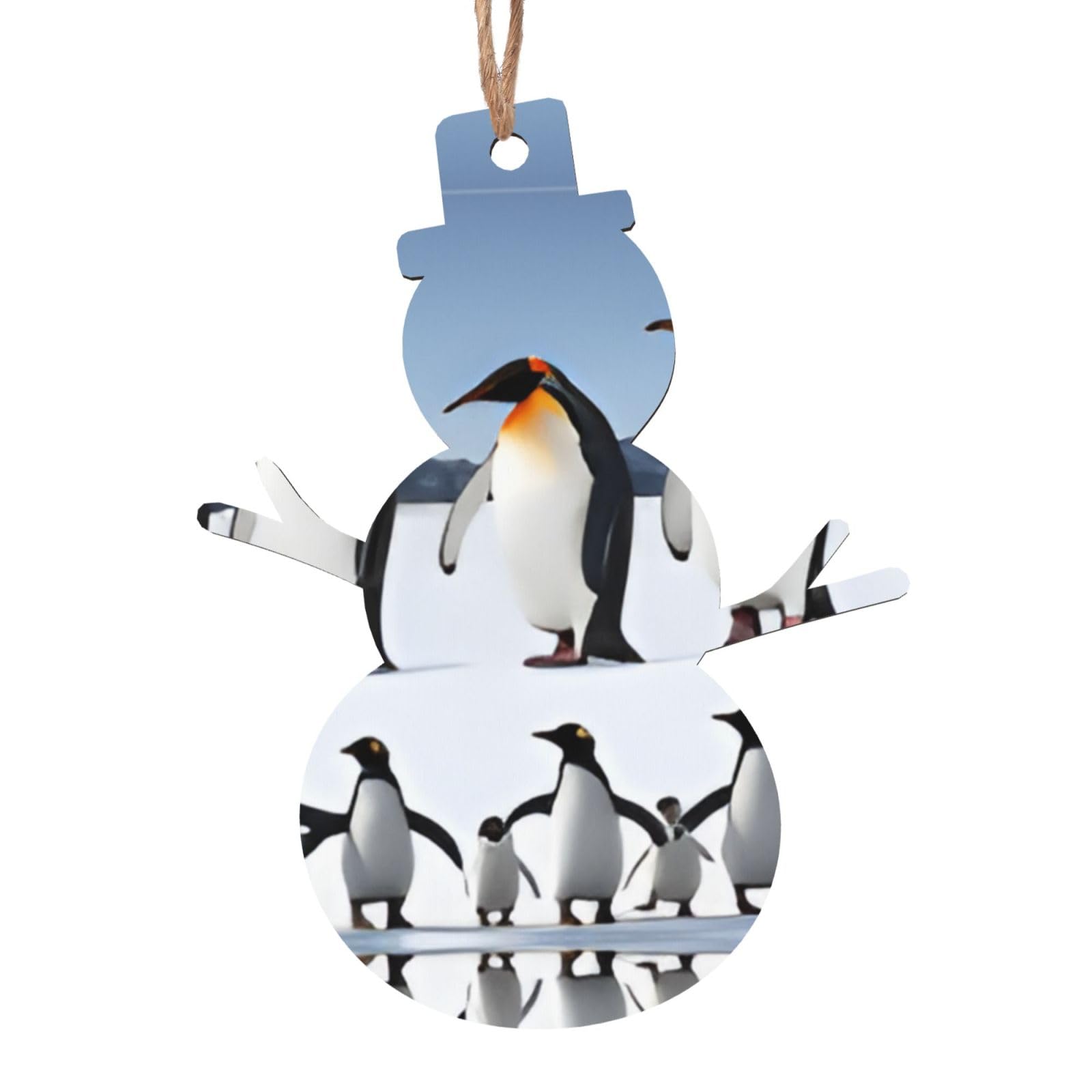 Penguins Christmas Wooden Ornaments Exquisite Handcrafted Wood Hanging Decor with Double-Sided Print, Perfect for Holiday Tree & Home Festive Decoration