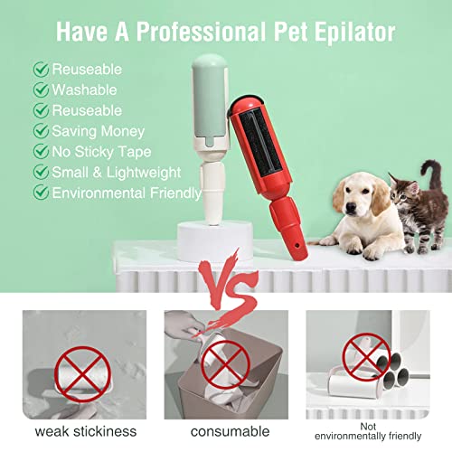 2 Stück Fusselrolle Tierhaare Wiederverwendbare Tierhaarentferner-Bürste für Katzenhaare und Hundehaare leicht zu reinigen Haustierfellentferner Bürsten für Kleidung, Teppich & Sofa