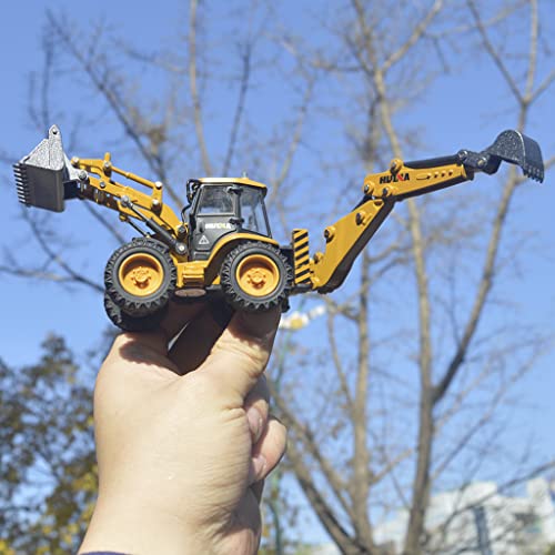 Image of Ailejia Kid Die-Cast Backhoe Loader Excavator Truck Toys Heavy Duty Wheeled 1 /50 Metal Engineering Vehicle Construction Tractor Model Toy For Boys (Backhoe)