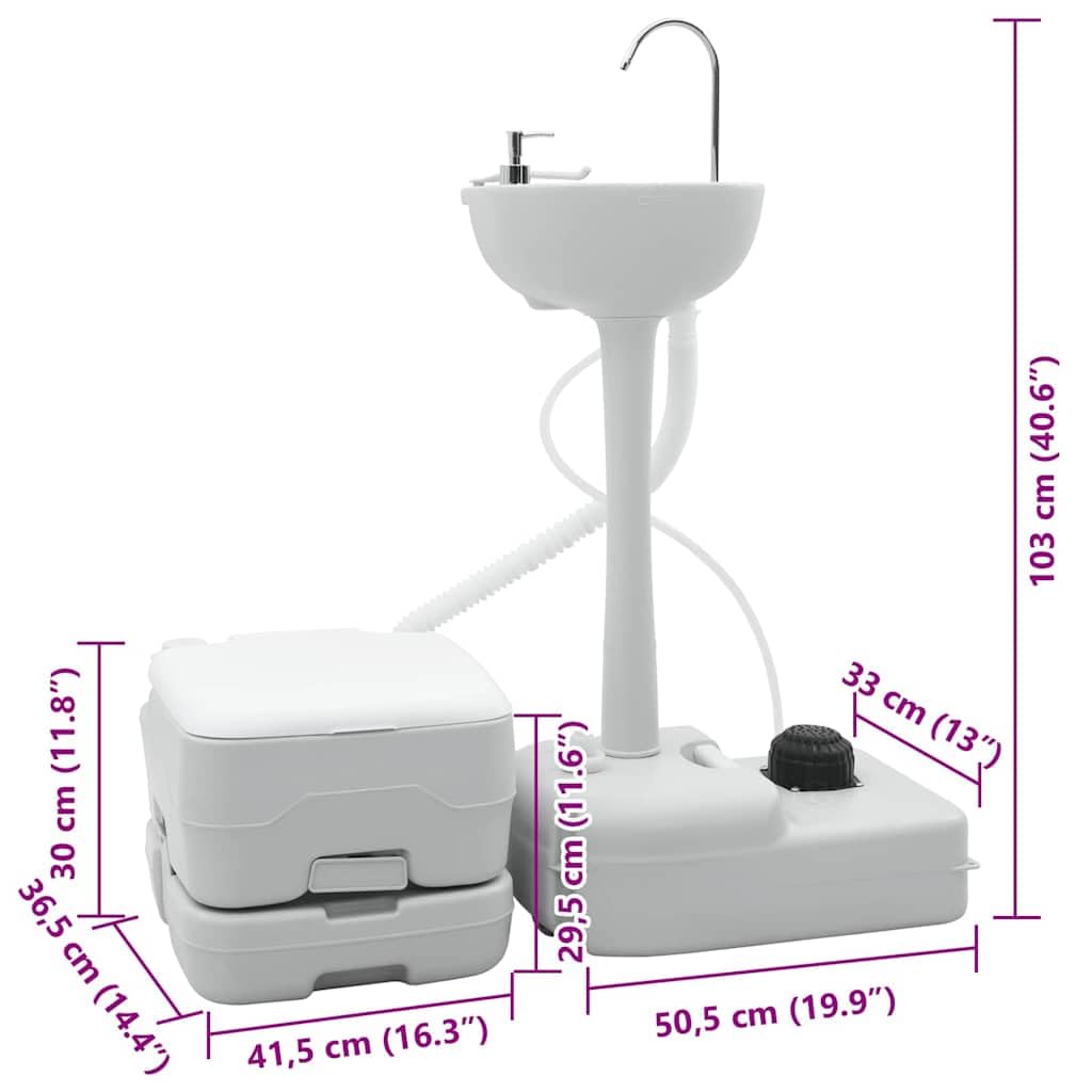vidaXL Set de Inodoro para Camping 2 uds. Gris y | Perfecto para cualquier necesidad de camping, Hecho para resistir el aire libre, Mantén tu equipo organizado y al alcance