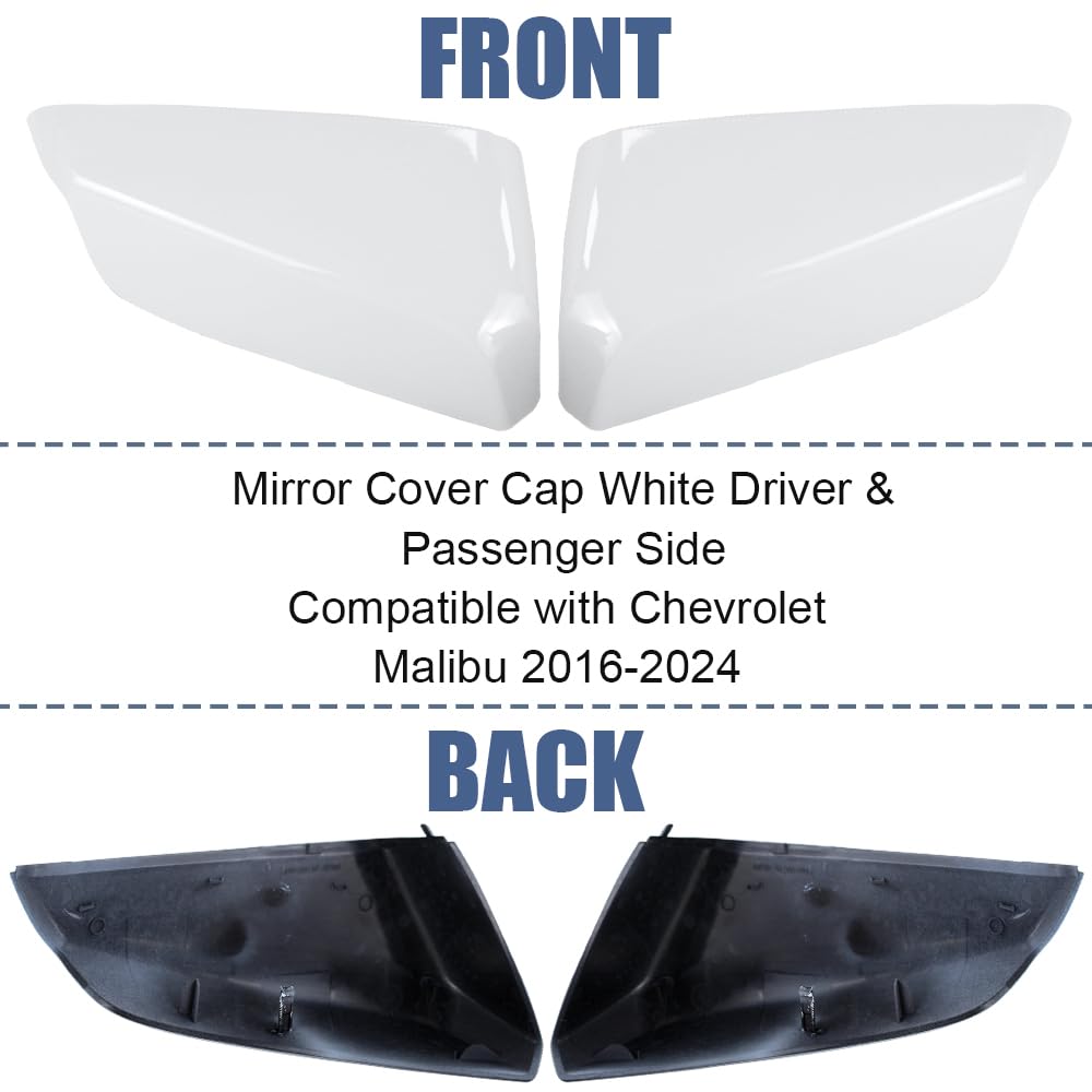 Amazon.com: Mirror Cover Cap White Driver & Passenger Side 