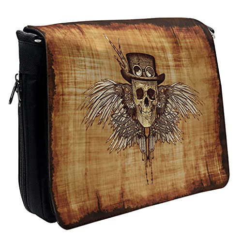 Lunarable Skull Cross Body Messenger Bag, Parchment Style Background, Orange Brown #TOP1