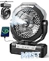 AVAVO Portable Misting Fan, 36000mAh Rechargeable Battery Powered Camping Fan with 460ml Tank & 6.6ft Mist, 4 Speeds 2 Light Modes for Outdoor Patios Travel Jobsite Beach Summer Essentials - Black