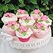 Global Sugar Art Blossoms and Leaves Edible Sugar Cake & Cupcake Flowers, Pink, Small Unwired, 24 Count with Leaves by Chef Alan Tetreault