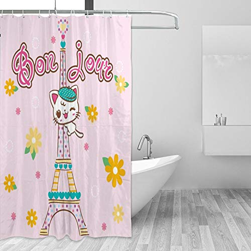 Rideau de douche imperméable anti-éclaboussures à motif chat