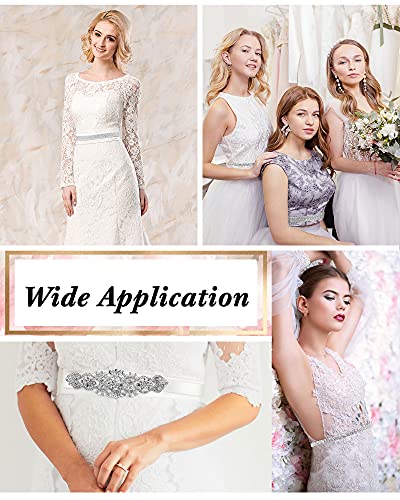 Satinior 4 Pieces Bridal Belt Rhinestone Wedding Belt Handmade Crystal Bridesmaid Sash Dress Accessories For Women Girls (White,Organza) #TOP5
