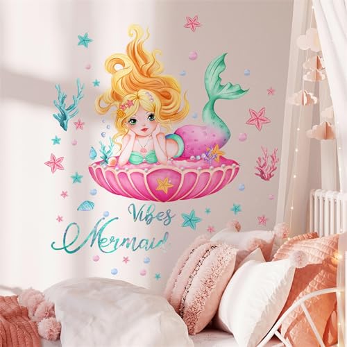 Vinilo decorativo sirena rosa para pared y muebles miniatura 3