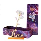 Cutelove Rose 24K Rose Plaqué Or élégante Fleur Romantique éternelle avec Boîte Cadeau de Raffinement Idéal pour Amie Saint Valentin, Fête des Mères, Anniversaire, Mariage,