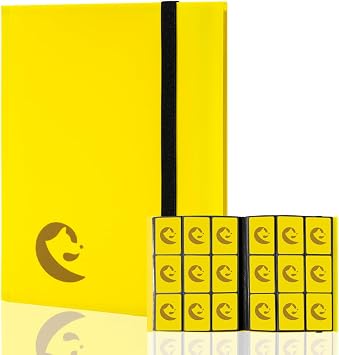 Card Binder, 9 Pocket Trading Card Album Folder, 396 Side Loading Pocket Binder for TCG, Sport Cards Yellow