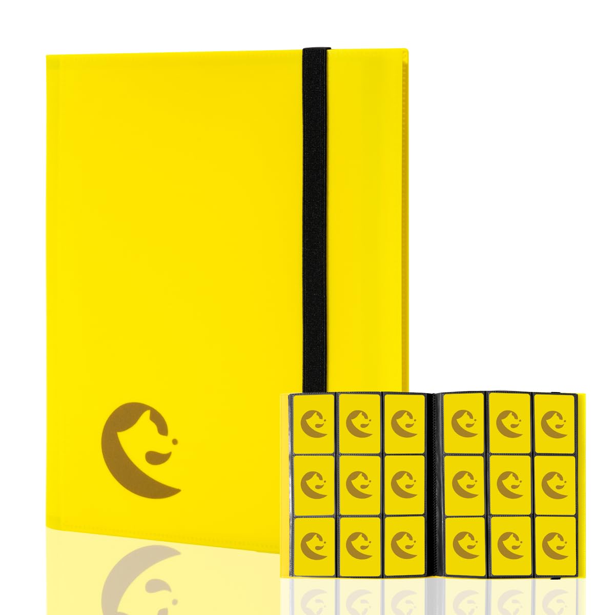 efunkdog Card Binder, 9 Pocket Trading Card Album Folder, 396 Side Loading Pocket Binder for TCG, Sport Cards (Yellow)