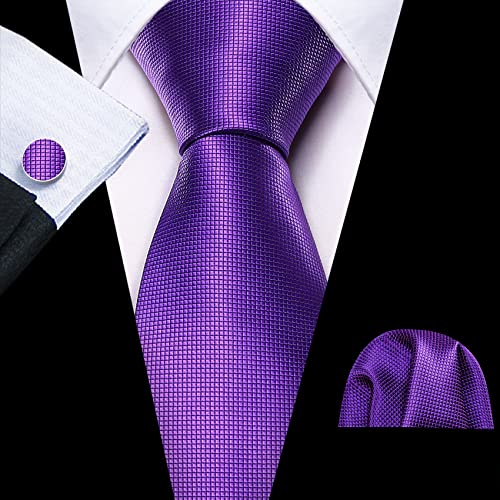 Image of Barry.Wang Plain Men Silk Ties Extra Long Satin Necktie for Wedding Business Handkerchief Cufflinks Set Solid Colors