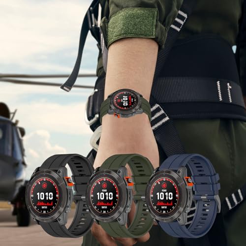Image of XMUXI Compatible with Garmin Fenix 7X Pro Watch Band,Silicone Sport Strap 26mm for Fenix 8 51mm /Fenix 7X,6X,6X Pro,5X,5X Plus,3 HR,Tactix,Enduro,Instinct 2X,Quatix 3(No Watch)