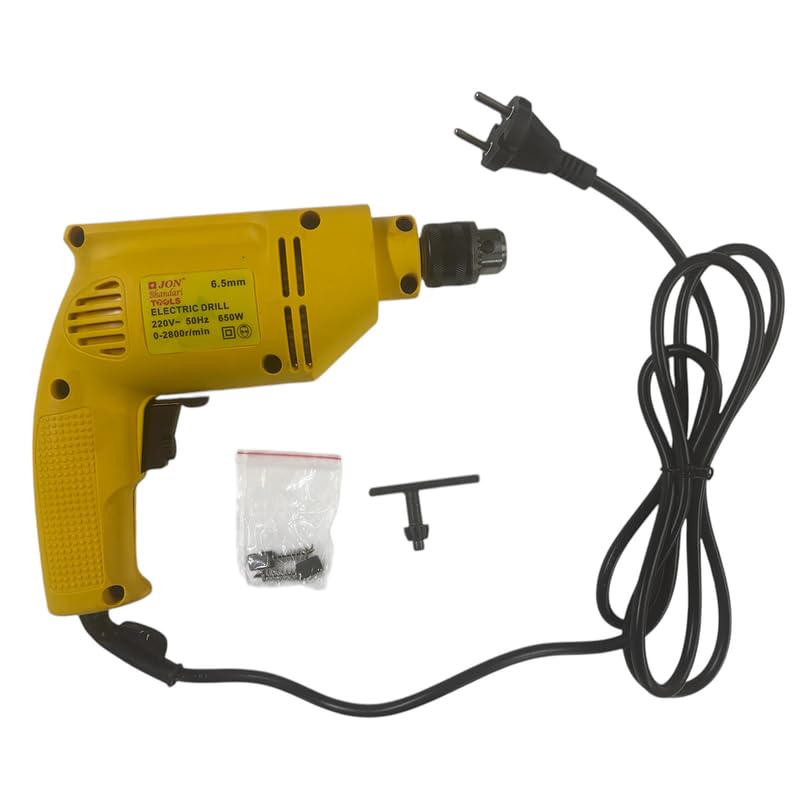 Image of Jon Bhandari Tools Corded Electric Drill Machine - 6.5mm, 650W, 2800RPM, 220V | Variable Speed & Reverse Function | Compact Heavy Duty Power Tool for Wood, Metal, Masonry & DIY Projects