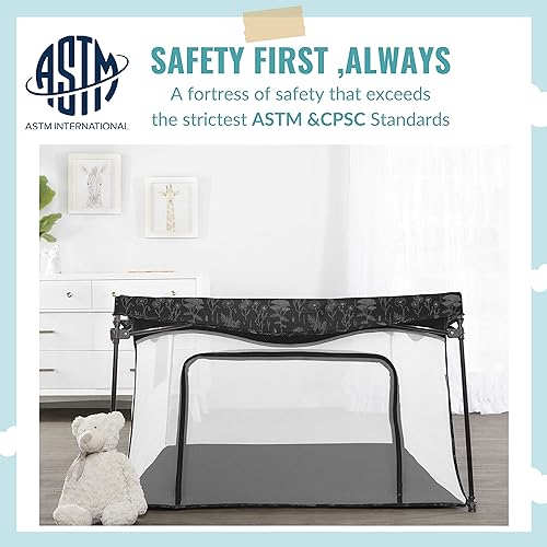 Image of Dream On Me Ziggy Playpen Only, Soft Base, Portable, 43.3in, Black & White