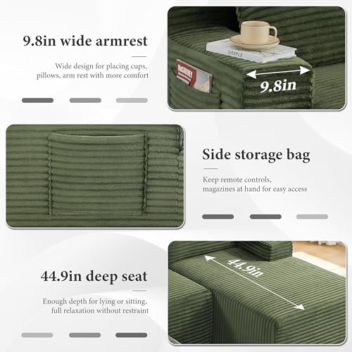 Image of 96 inch Sectional Couches for Living Room Cloud Couch Sofa with L-Shape Upholstered Boneless Couchs Modern Modular Sectional Couch with Chaise