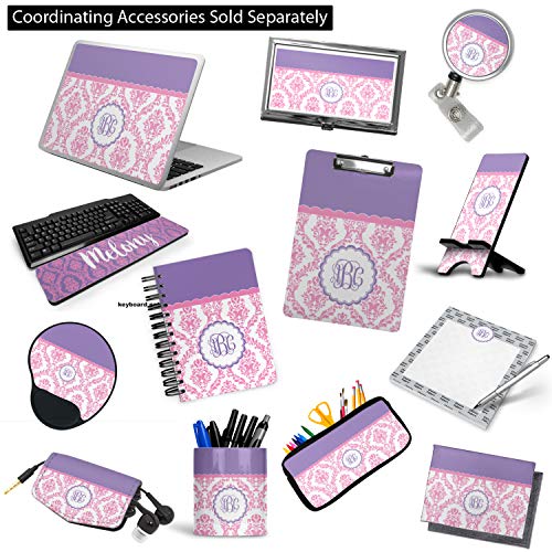 Personalized Pink, White & Purple Damask 3-Ring Binder - 3 inch