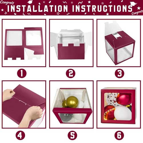 Image of Maroon Themed 2026 Graduation Decorations Set - Balloons Boxes with Letters 2026 GRAD So Proud of You - Complete Party Supplies for High School & College Celebrations