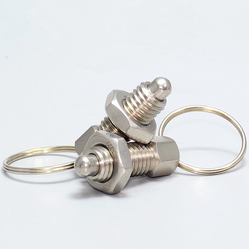Generic 1 piecePull Ring indexing pin GN717 Carbon Steel Galvanized knob Plunger Spring Positioning pin Split Positioning Column M6 8 10 - (Color: Silver, Thread Diameter: 8-1.25-5)