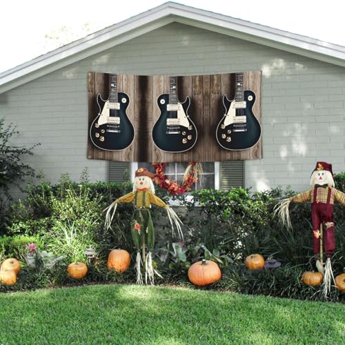MINDBBDFJ Musical Guitar Print Banners And Signs For Outdoor/Indoor,Personalized Banner Customizable Parties Halloween Banner (180x90cm)3