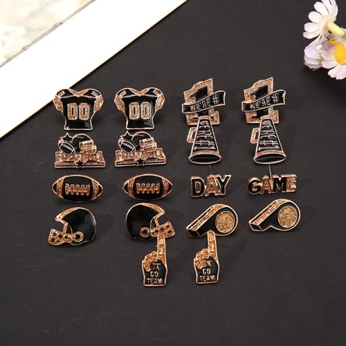 9Pairs Game Day Earrings for Women Football Stud Earrings Red Blue Spirit Accessories Sport Team Jewelry Outfits Football Mom Party Favors Gifts2