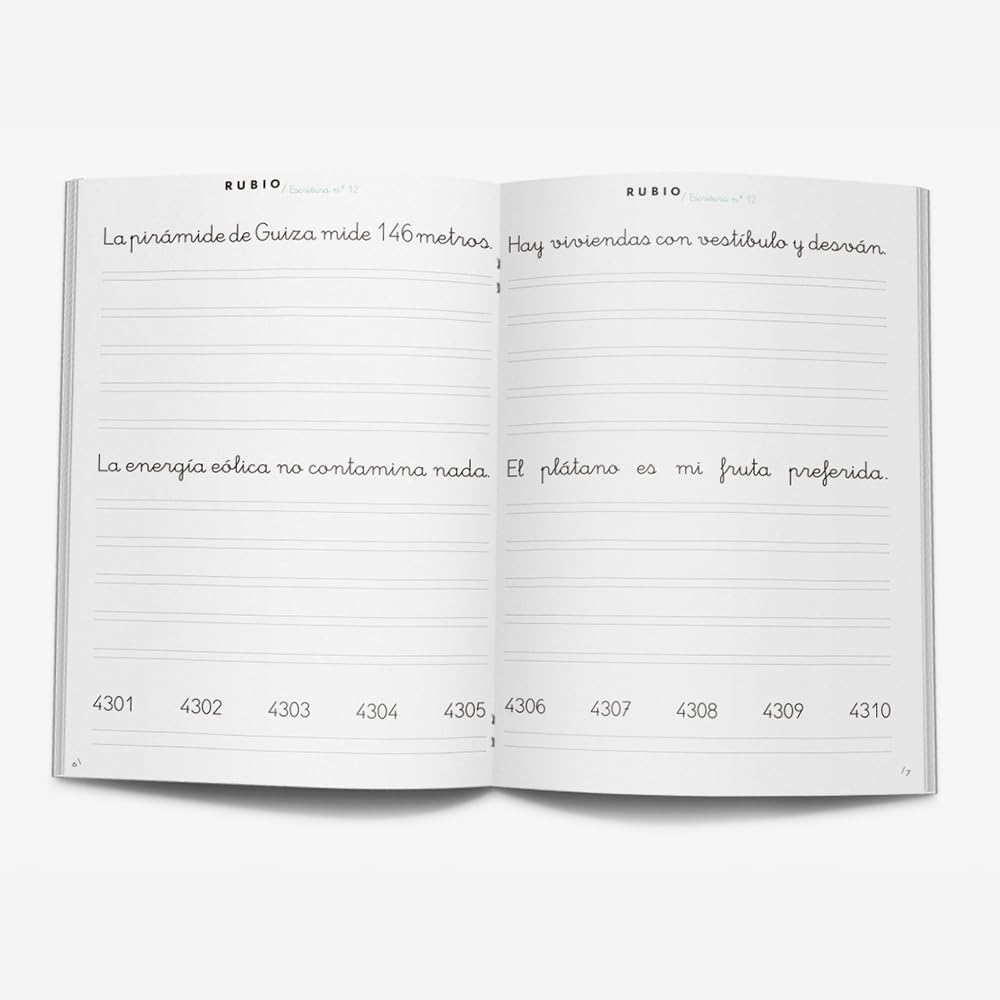 12 Escritura RUBIO | Cuaderno para mejorar la letra y la ortografía | +10 años