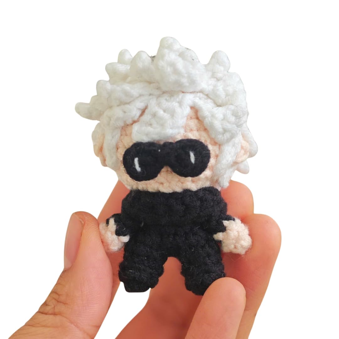 Amazon.com: Minoxo Handmade Crochet Gojo Keychain Bag Charm Bag
