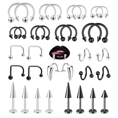 FIRSAUKI Lip Rings 16G Snake Bite Piercing Labret Jewelry Monroe