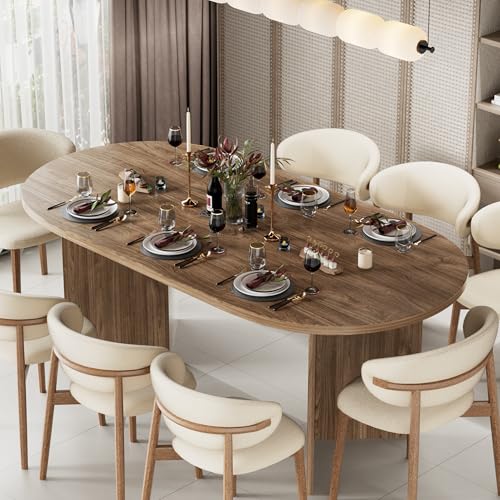 MSFE Tavolo Ovale da Pranzo per 6-10 Persone, Tavolos in legno per Cucina di Casa Soggiorno, Tavolo da Pranzo Marrone, Tavoli moderno per Tempo Libero, 190x90x76cm