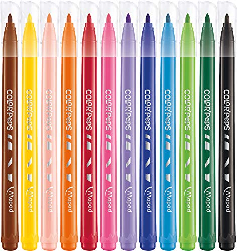 Maped - Filzstifte/Fasermaler COLOR’PEPS JUNGLE mit mittlerer Spitze - 12x Stifte, sortiert