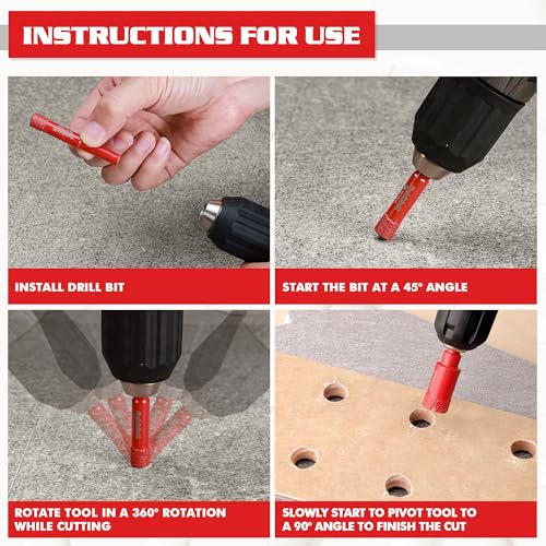 Goldblatt Diamond Core Drill Bit Set, 5-piece (6/8/10/20 mm) Porcelain Tile Drill Bit & 6mm Hex Shank Carbide Drill, Diamond Drill Bit for Porcelain Tiles Glass Marble Ceramic 5 Goldblatt Diamond Core Drill Bit Set, 5-piece (6/8/10/20 mm) Porcelain Tile Drill Bit & 6mm Hex Shank Carbide Drill, Diamond Drill Bit for Porcelain Tiles Glass Marble Ceramic - Image 5