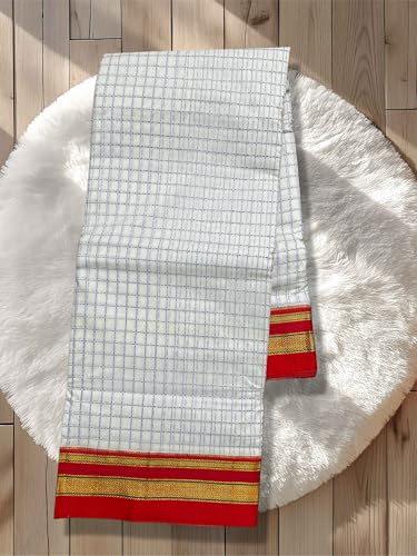 Image of Star Design white+Red Narayanpet Ilkal Cotton Saree With 6.20 m