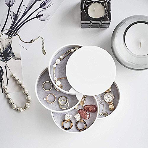HengLiSam Jewelry Boxes Organizer Box Jewelry Storage Box 4-Layer Rotatable Jewelry Accessory Storage