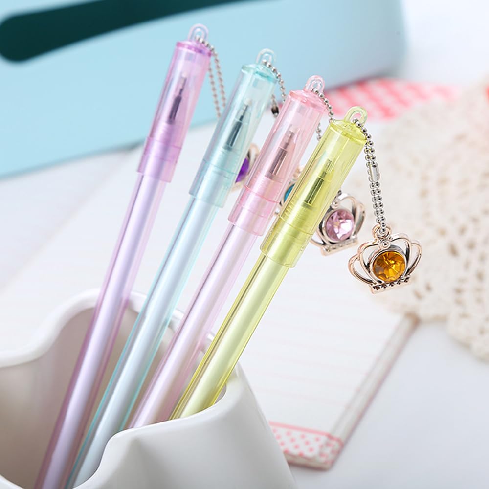 4 pieces of jewel crown pendants gel pen pendants student stationery water-based pen — view 3