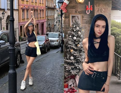 Rave tops for women Knitted Hoodie Sweater Vest Sexy Streetwear Sleeveless Hollow Crop Top4