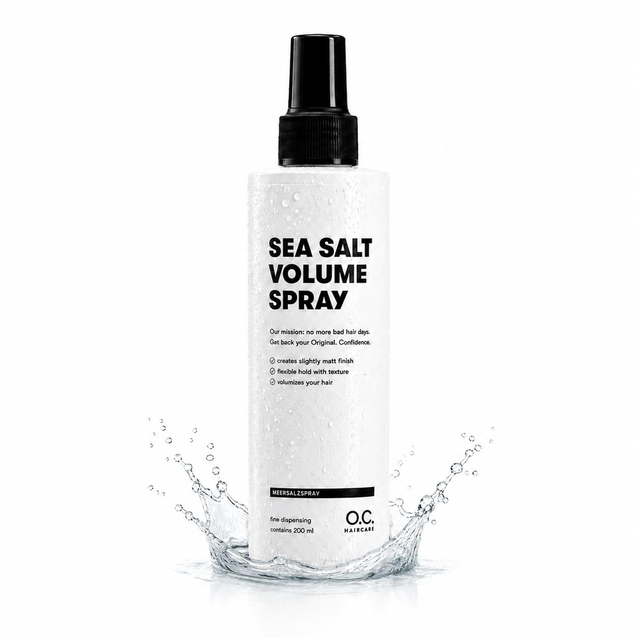 O.C. Haircare Sea Salt Spray - Meersalz Spray für Haare - Volumen-Booster für ein volleres Haargefühl mit starkem Halt - 100% vegan & Made in Germany