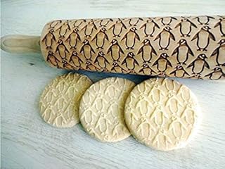 PENGUINS EMBOSSING ROLLING PIN LASER ENGRAVED DOUGH ROLLER with PENGUINS GIFT for FRIEND