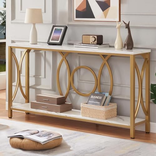 HOMISSUE Sofa Console Table, Modern Gold Console Table...