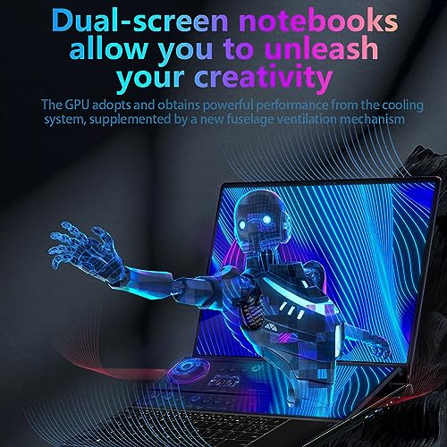 Laptop mit Doppelbildschirm, Schlanker Laptop-PC mit 1920 X 1200 HD, Laptops für Geschäftsreisen, 10750H-Prozessor, 16 GB DDR4 2666 MHz, mit Touchpad (16 GB + 256 GB EU-Stecker) – Bild 7