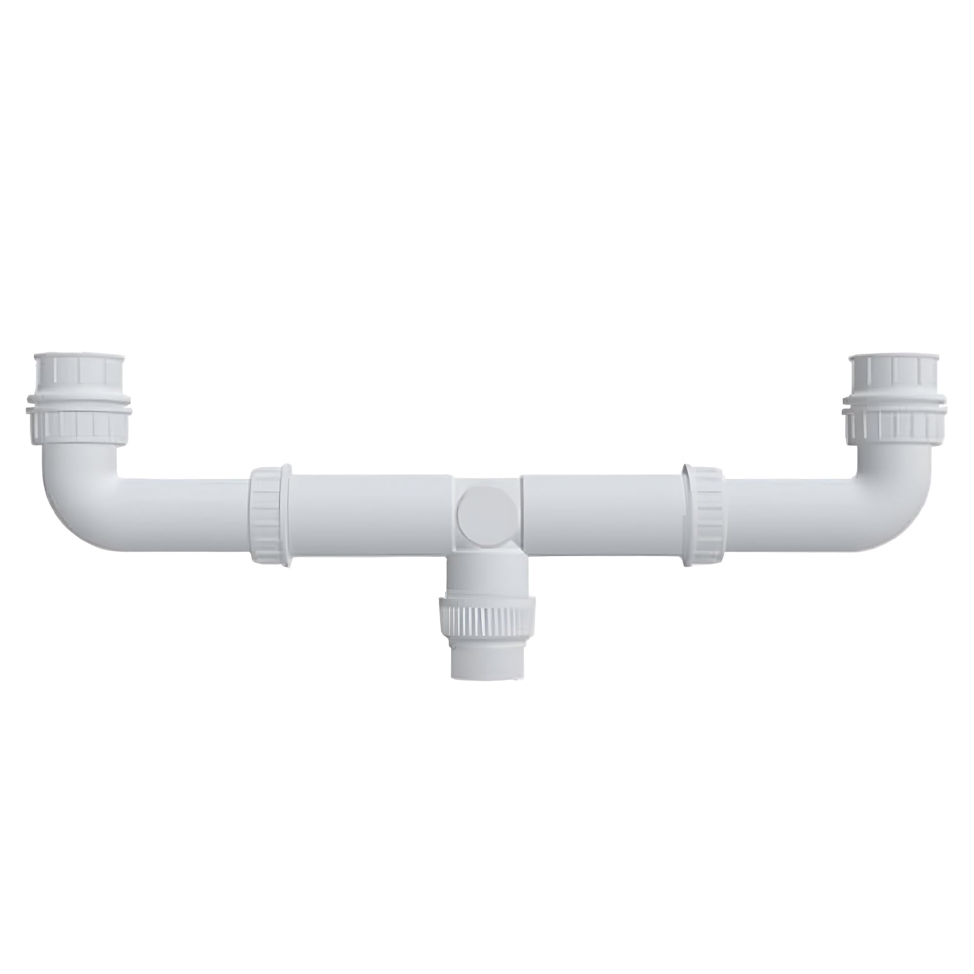 ELEGANT CASA Double Bowl Sink Plastic Drain Out Pipe - White – Polypropylene- Adjustable Length 575mm(23’’) - 425mm(17’’) & Thread 40mm (1-1/2″) & 32mm (1-1/4″)