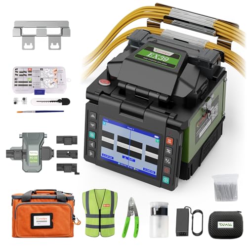 Image of FTTH Fiber Optical Fusion Splicer EX39 8s Fast Splice with One-Step Cleaver | Empalmador De Fibra optica, Core Alignment Joint Machine, 4000mAh Battery Capacity, SM /MM Fiber Splicing Kit for FTTX
