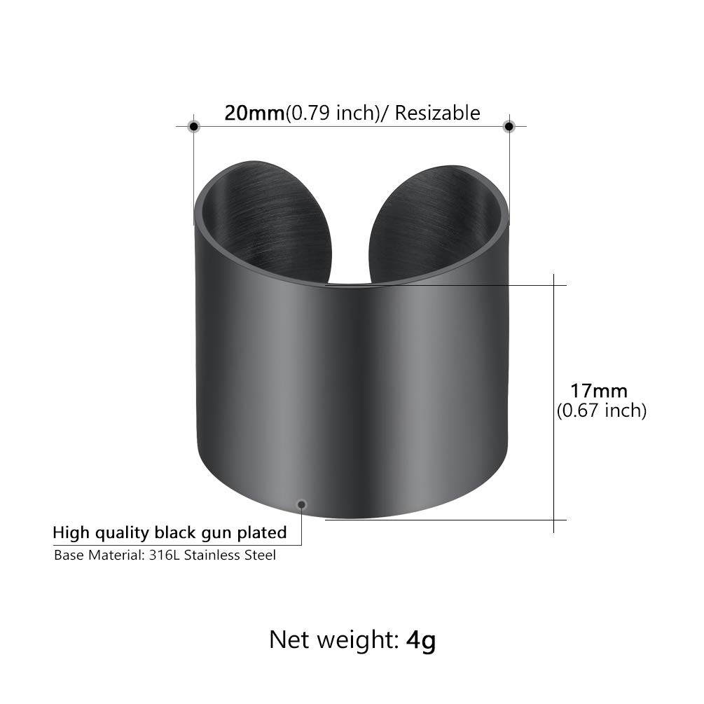 PROSTEEL Personalizzabile Anello Aperto Donna Uomo Semplice Unisex, Acciaio INOX/Placcato Oro, Largo 5 10 17 mm, Misura Regolabile 12-27, Stile Hip Hop Punk, Argento Nero Oro (con Confezione)