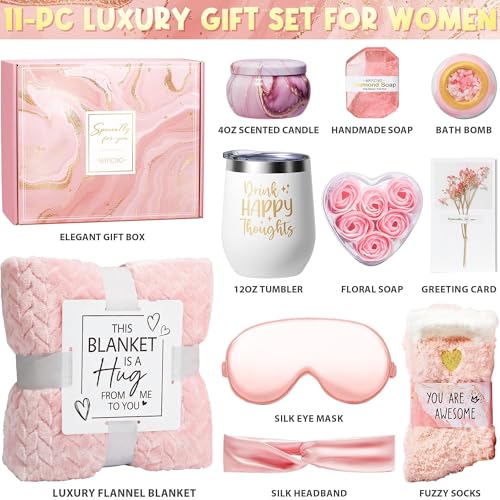 Image of Birthday Gifts for Women Spa Baskets Self Care Package Get Well Soon Gifts | Thinking of You Relaxing Rose Spa Gift Set, Sympathy Christmas Unique Gifts idea for Women Her Mom Wife Grandma Friend Sister