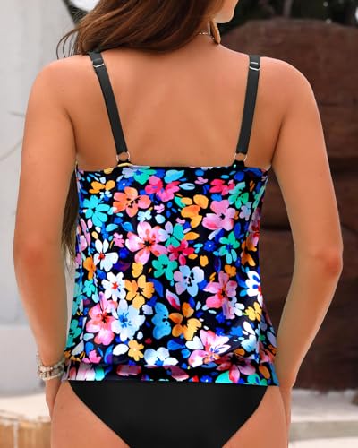 Image of Yonique Womens Blouson Tankini Top No Bottom Loose Fit Swim Top Modest Tank Top