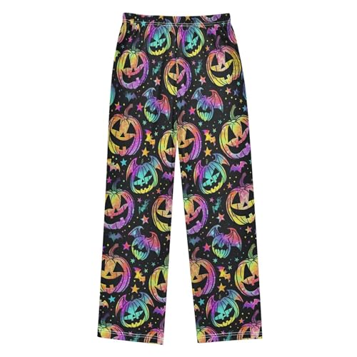Halloween Pajama Pants Neon Pumpkins Bats Star B Long Sleep Pants Lounge Bottoms2
