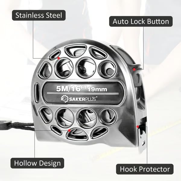 Cinta Métrica de Acero Inoxidable 5m SakerPlus miniatura 2