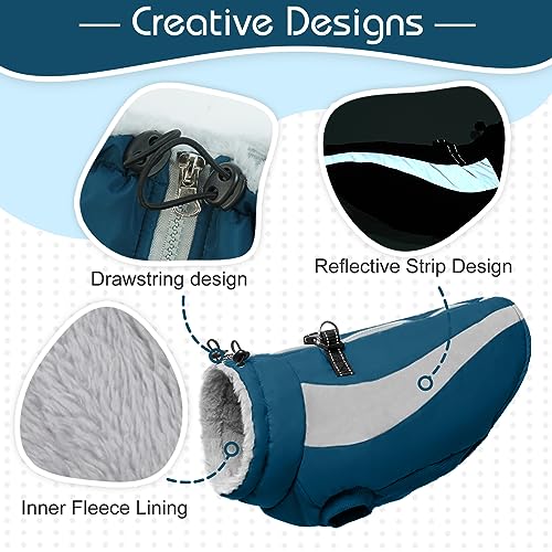 Kuoser Extras Wärme Hundemantel - Winddicht, Reflektierend, Wasserdicht für Große Hunde - Moden Winterjacke Blau XL