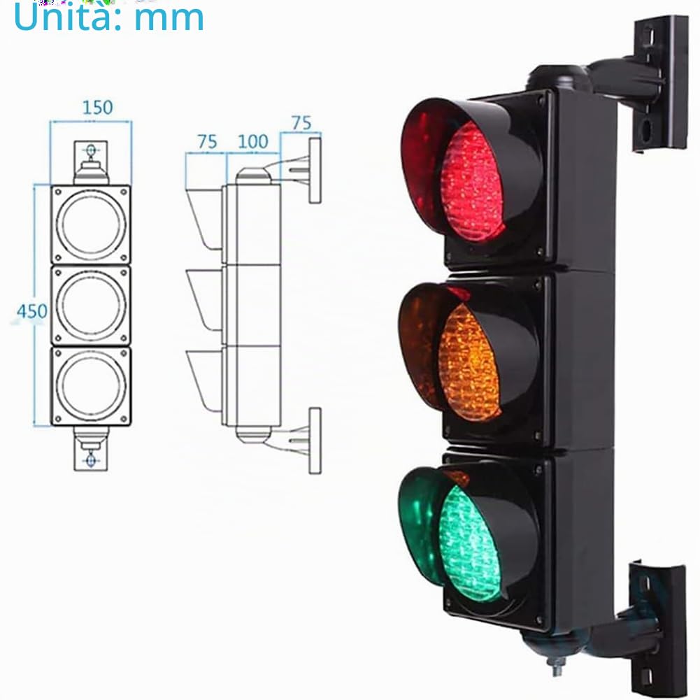 Semaforo Industriale A LED Con Telecomando - Lampada da Parete per Segnali di Sicurezza Stradale, 3 Segnali Stradali